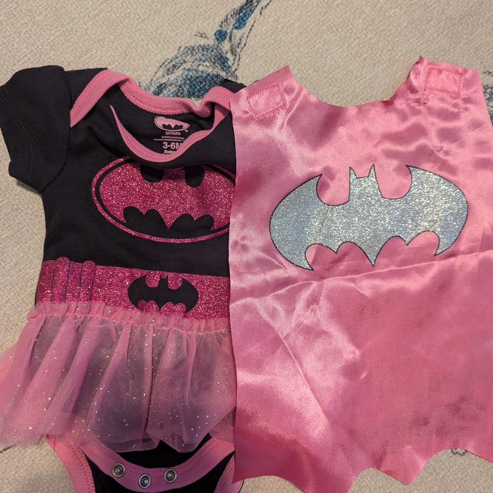 Pink and Black Superhero Kids Costume